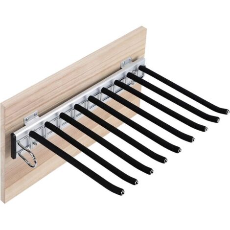 Hosenständer aus Edelstahl, erweiterbarer Hosenständer für den Kleiderschrank, Hosenbügel mit rutschfester Beflockung, ausziehbarer Hosenständer, 9 Positionen links, platzsparende Aufbewahrung-links F (1/4)