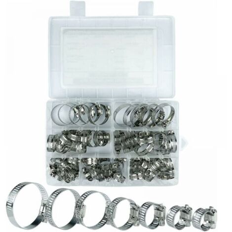 Edelstahl-Schlauchschellen, 60 Stück Edelstahl-Schlauchschellen, 7 verschiedene Größen 8–38 mm, geeignet für Schwimmbäder, Waschmaschinen, Geschirrspüler, Haushaltswasserleitungen MUMU (1/4)