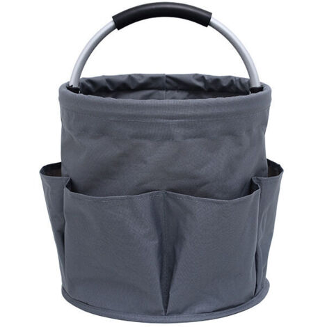 Faltbare Gartenwerkzeugtasche, Kulturtasche, Picknickkorb mit sechs Seitentaschen für Werkstatt, Garten, Picknick, Badezimmer (Grau) MUMU (1/4)
