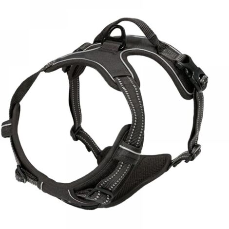 S-Schwarzes No-Stress-Hundegeschirr, verstellbar, bequem und reflektierend. MUMU