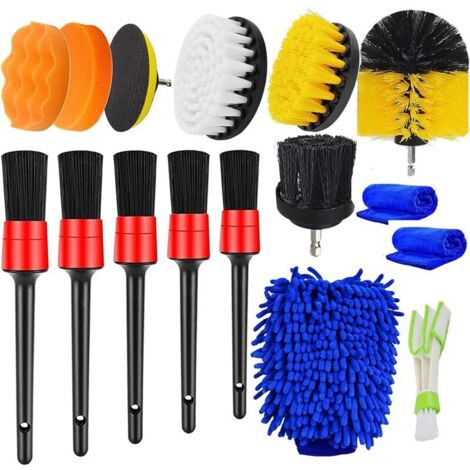 Auto-Reinigungsbürsten-Set, 16-teiliges professionelles Auto-Reinigungsset, Bohrbürste mit Auto-Detailbürste MUMU