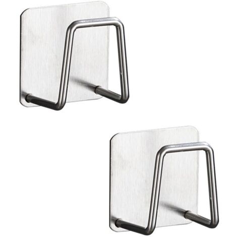 Stück Klebeschwammhalter Ohne Bohren Schwammhalter für Küchenspüle 304 Edelstahl Selbstklebende Wandhaken für Küche - Silber MUMU (1/4)