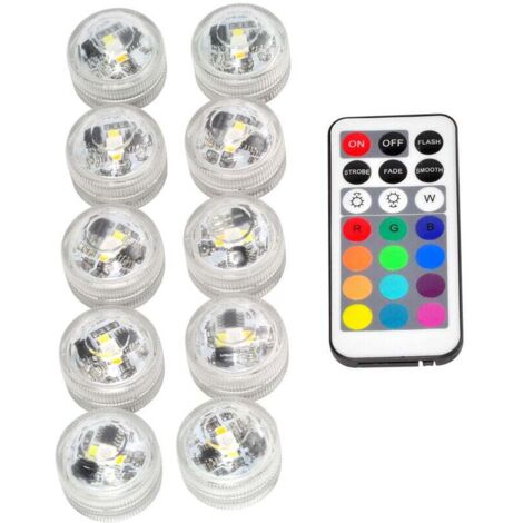 Mini-wasserdichte RGB-LED-Taucherlampe mit Kerzenfunktion, 1 Stück, Fernbedienung für Teich und Aquarium, 10 Stück (1/4)