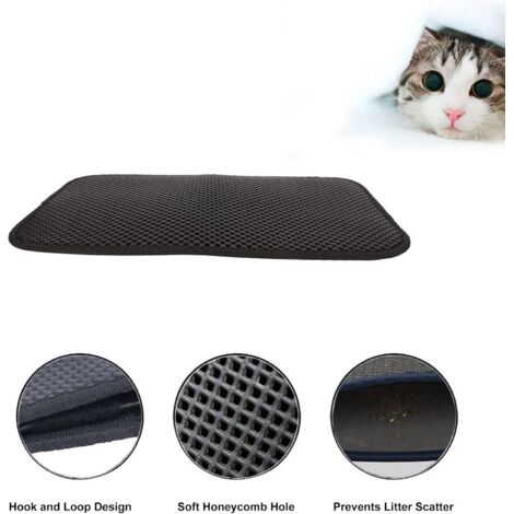 HCY&WLD Katzenstreu-Matte, Wabenförmig & Doppellagig – Rutschfeste Fangmatte, 76,2 X 55,9 Cm, Hellgrau
