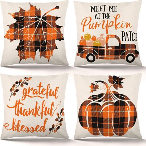 Set mit 4 Halloween-Kissenbezügen mit Cartoon-Motiven, Halloween-Kissenhüllen, Sofakissenbezügen (45x45 cm) (1/2)