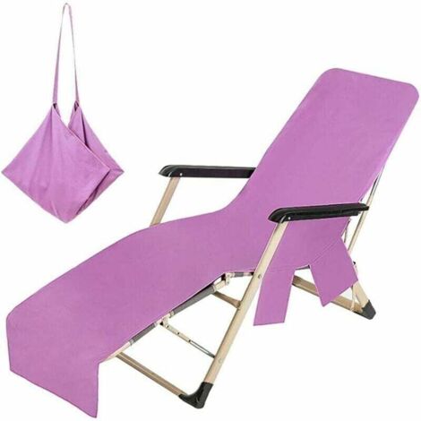 Liegestuhlbezug – Mikrofaserhandtuch für Poolliegen, Gartenliegen, Strandliegen, Hotelliegen, Terrasse, lila Poolliegen