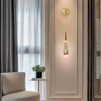 Kreative Tropfen-Wandlampe, einköpfige Aluminium-Wandleuchte mit tropfenförmigem Kristallschirm, LED-Wandleuchte (Gold 3000 K)