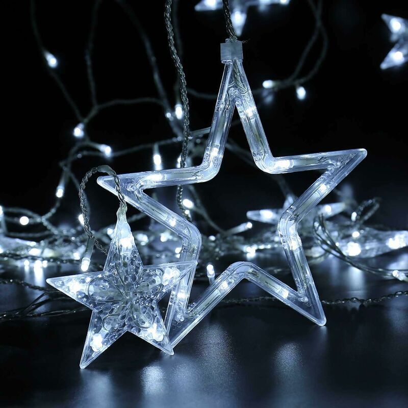 Tenda Luminosa A LED Con Stelle, 138 LED, Bianco Caldo, IP44, 2,5x1 M, 8 Modalità, Con Timer E Telecomando - 2