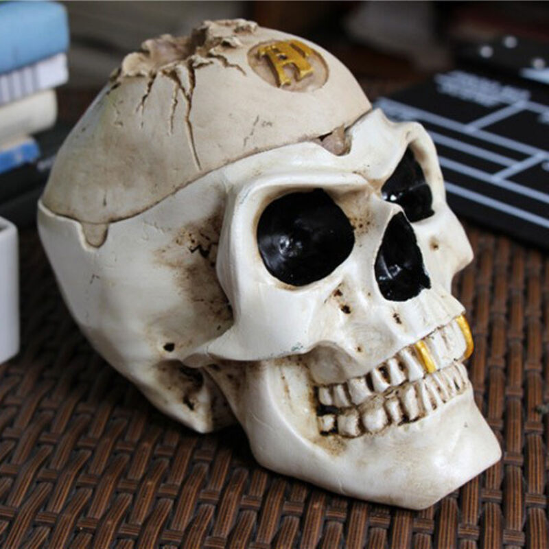 Vaso A Forma Di Teschio In Resina – Decorazione Halloween Multiuso – Fioriera, Porta Caramelle O Scultura Da Scrivania – 16,5 Cm - copertina