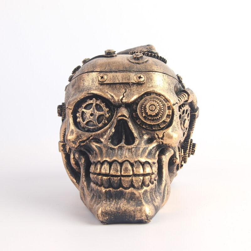 Teschio Realistico In Resina Oro Per Halloween – Statua Decorativa 19x14x6 Cm, Perfetta Per Feste E Case Infestate
