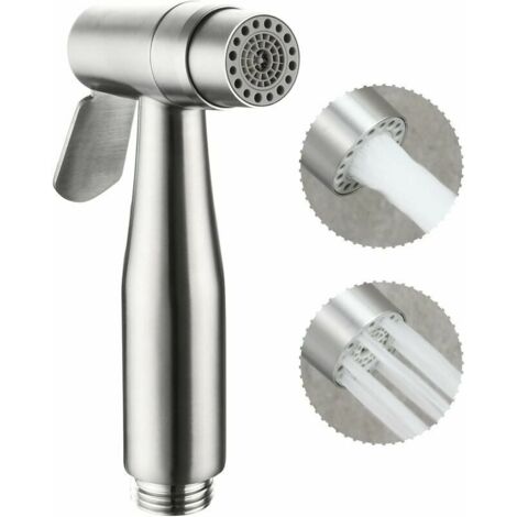 Bidet per WC, doccetta per lavandino in acciaio inox, doccetta per WC in argento, soffione doccia per WC, soffione doccia a risparmio idrico, spruzzatore per pannolini per cucina, pulizia WC, doccia, (1/4)