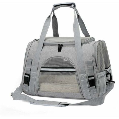 Borsa per il trasporto di gatti, gabbia pieghevole e traspirante per cani con cinghie regolabili, borsa per il trasporto di gattini, cuccioli, conigli, grigio