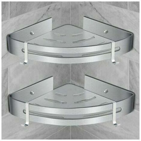 Mensola Angolare Doccia 25cm In Acciaio Inox 304 – 2 Pezzi, Da Stuccare, Senza Fori, Nero