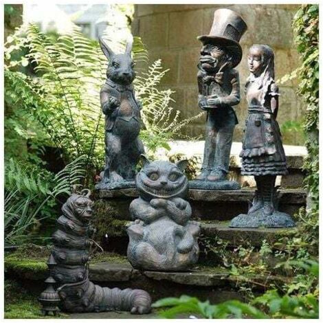 Set di sculture da giardino del Paese delle Meraviglie Statua di Alice nel Paese delle Meraviglie Statua da giardino Decorazioni per interni ed esterni Giardino Patio (Set)