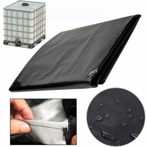 Copertura per serbatoio IBC da 1000 litri, coperchio per serbatoio dell'acqua 420D, copertura protettiva anti-UV per serbatoio, copertura per serbatoio IBC con cerniera, 120 x 100 x 116 cm (nero) (1/4)
