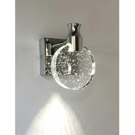 Applique da parete in cristallo, lampada da parete per interni di lusso in stile nordico, applique da parete rotonda creativa per camera da letto, comodino, soggiorno, bagno, cassettiera, corridoio (a (1/4)