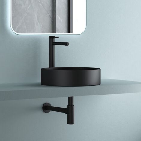 doporro design sifone bagno rotondo 1 1/4 x Ø 32mm sifone tubolare per lavabo sifone antiodore per attacco lavabo nero