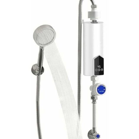 Mini scaldabagno istantaneo da 5500 W, impermeabile IPX4 con display LED e soffione doccia, scaldabagno istantaneo termostatico per bagno e cucina.