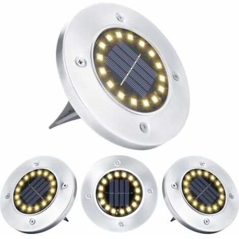 Luci solari da esterno, 16 LED bianco caldo, lampada solare impermeabile in acciaio inossidabile per patio, giardino, vialetto, garage, vialetto, decorazione, confezione da 4