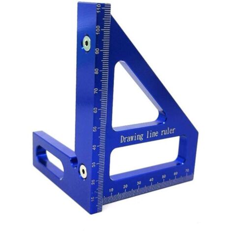 Righello quadrato in lega di alluminio con angolo di 45/90 gradi, strumento di misurazione per la lavorazione del legno, blu (1/4)
