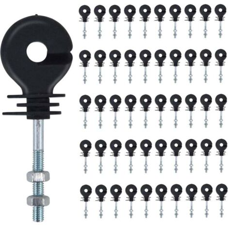 Isolatori a vite, 50 pezzi di isolatore per recinzione elettrica, chiodi isolanti per recinzione elettronica, isolatore per pali di recinzione, accessori per recinzione elettronica, per pali di legno (1/4)