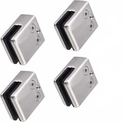 Confezione da 10-12 mm di morsetti quadrati per vetro in acciaio inossidabile 304 - Supporto per vetro quadrato - Supporto regolabile per vetro piatto per ringhiera delle scale - Corrimano lucido MUMU