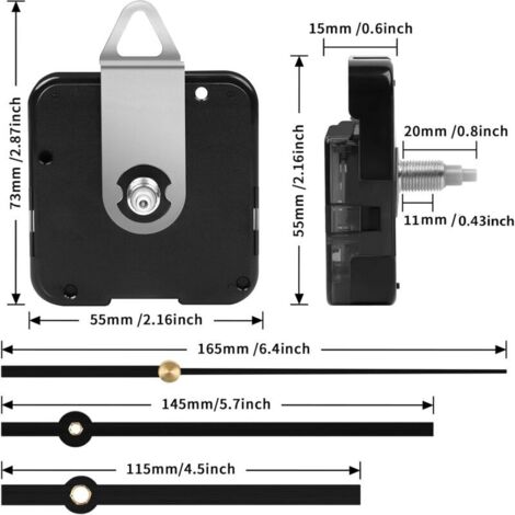 PATIKIL Kit Meccanismo Orologio Al Quarzo Fai Da Te Con Lancette Lunghe - Adatto Per Quadranti 65-70 Cm - 2