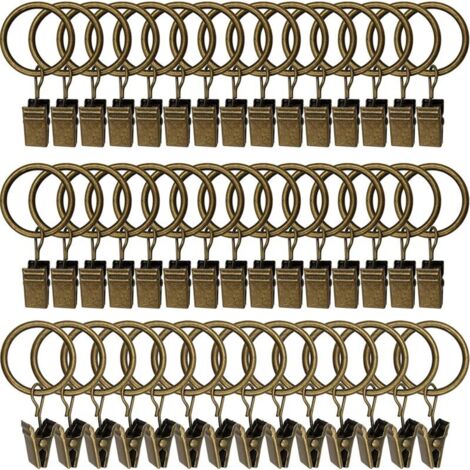 30 anelli per tende con clip, anelli per tende in acciaio inossidabile antiruggine, ganci per tende in metallo, anelli per aste per tende per docce e finestre, colore bronzo. (1/4)