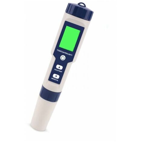 Misuratore di pH elettronico 5 in 1, tester della qualità dell'acqua per la misurazione di pH, TDS, EC, salinità e temperatura con display LCD per acqua potabile, acquario, piscina, ecc. (1/4)