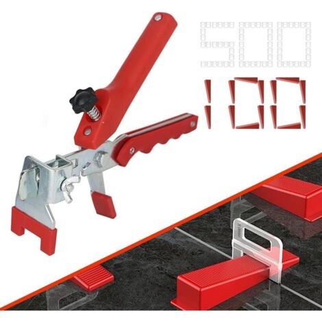 Sistema di livellamento per piastrelle, ausilio per l'installazione da 2 mm, 500 clip + 100 cunei, 1 ausilio per l'installazione delle piastrelle, pinze, set di livellamento per piastrelle per fai da (1/4)