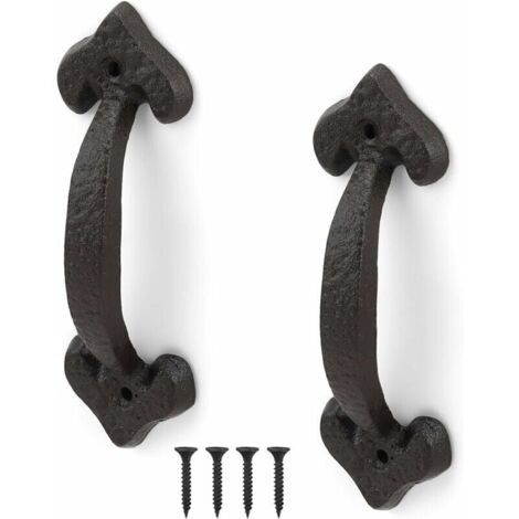 Pomelli per porte in ghisa antica, set di 2 pomelli per porte scorrevoli, pomelli per porte vintage, gamma completa di accessori per capannoni, garage e porte di armadi. (1/4)