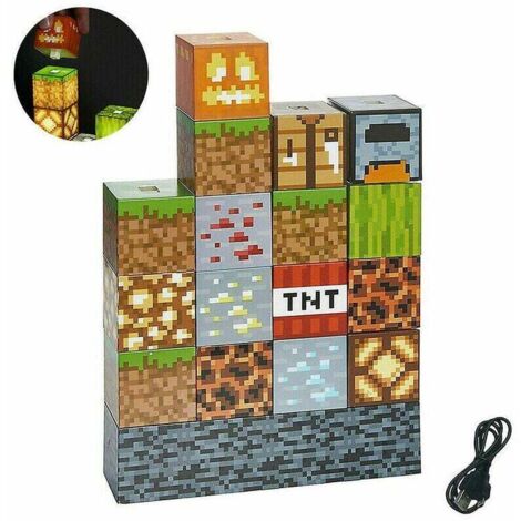Lampada da tavolo con mattoncini Minecraft MUMU, lampada da tavolo fai da te, giocattolo, luce notturna USB, regalo