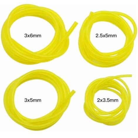 Tubo flessibile per benzina (confezione da 4), tubo flessibile universale giallo per carburante per attrezzi da giardino, adatto per asciugacapelli, tosaerba, motosega e accessori per tosaerba, 1,5 m (1/4)