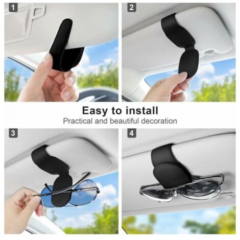 Portaocchiali Per Visiera Parasole Auto | Custodia In Pelle PU Con Chiusura Magnetica | Organizzatore Per Occhiali Da Sole Per SUV E Camion (Nero)