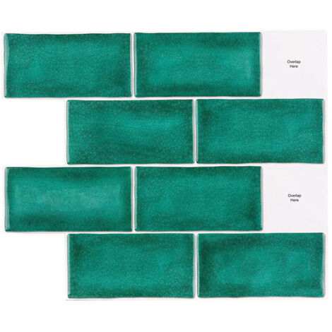 Carta da parati autoadesiva verde per piastrelle, 30x25 cm, stile mosaico, pellicola decorativa impermeabile per piastrelle da bagno e cucina. (1/4)