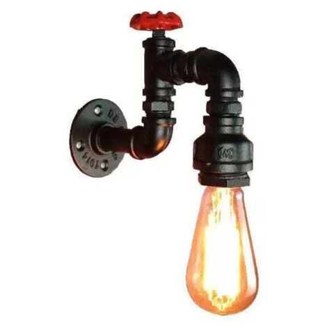 Lampada da parete industriale in stile loft con tubi dell'acqua, lampadario retrò in ferro nero con tubi dell'acqua per soggiorno, camera da letto, ristorante. (1/4)