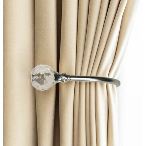 HIKMLK 2 Ferma Tende In Metallo Con Sfere Di Cristallo, Ganci Da Parete A Bolla, Accessori Decorativi Per Finestre, 17x16,5 Cm