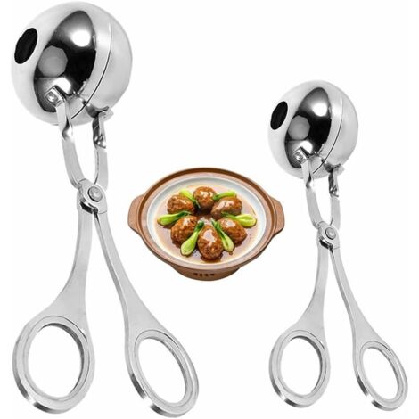 Pinza per polpette in acciaio inossidabile, popolare pinza per gelato per polpette per torte, cucchiaio per biscotti da cucina 2 pezzi (piccolo, grande) (1/4)