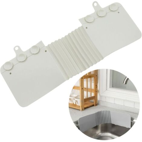 Paraspruzzi per lavello - Deflettore d'acqua anti-schizzo per lavastoviglie, bagno, cucina, vasca da bagno, cucina, bagno, impermeabile, accessori per la casa, bianco sporco (1/4)