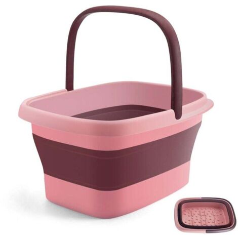 Pediluvio pieghevole con massaggio, 15 l con maniglia, plastica resistente, vaschetta per i piedi pieghevole, vaschetta per i piedi (rosa) (1/4)
