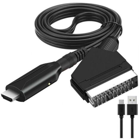 Adattatore da Scart a HDMI, convertitore da Scart a HDMI con cavo HDMI, convertitore da Scart a HDMI, per TV Full HD 720P/1080P, audio video per Sky Blu-Ray, lettore DVD, STB, VHS, Xbox, PS3, NPTER (1/4)