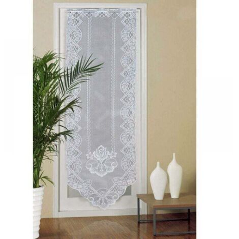 Tenda per porta in pizzo, tende semi-trasparenti ricamate da 60 cm x 180 cm per la decorazione della casa, soggiorno, camera da letto, bianco