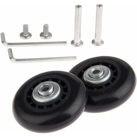Set di ruote di ricambio con assi portanti 70 x 24 mm – ruote di ricambio per valigie, riparazione valigie, rotelle per valigie, ruote per bagagli, assi e ruote (1/4)