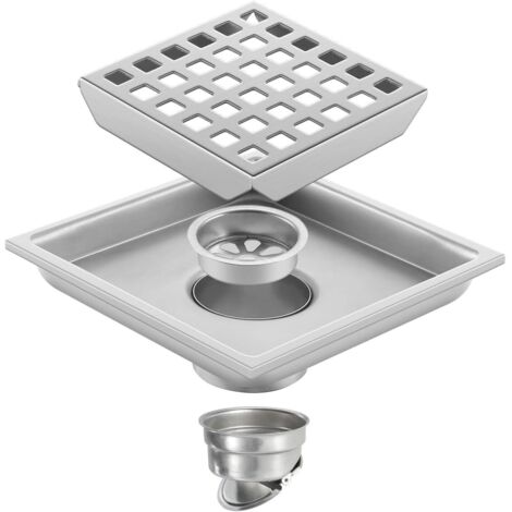 Piletta di scarico rotonda in acciaio inox con filtro anti-intasamento per patio e giardino