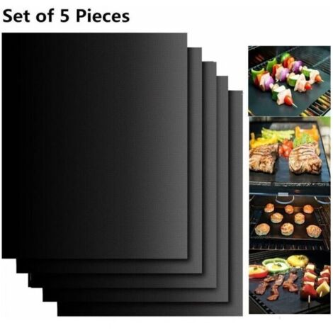 Confezione da 5 tappetini per barbecue, teglia da forno da 16" x 13" per barbecue a gas o a carbone elettrico. (1/4)