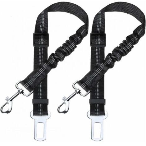 Confezione da 2 cinture di sicurezza per cani con ammortizzatore elastico e moschettone robusto, cintura di sicurezza regolabile, massima sicurezza per tutte le razze di cani e gatti, colore nero