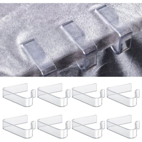 (Piccole dimensioni) Confezione da 8 fermagli per tovaglie in plastica, fermagli per tovaglie trasparenti, supporto per tovaglie, morsetto per tovaglie spesse da 1,4 a 2,2 pollici, per feste di Natale (1/4)