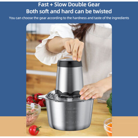 Tritacarne elettrico con ciotola in acciaio inox da 3 litri, tritacarne da 300 W, robot da cucina, frullatore certificato UE 220 V, macina rapidamente e facilmente carne, verdure e frutta...