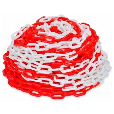 Catena per recinzione in plastica rossa e bianca da 6 mm x 10 m