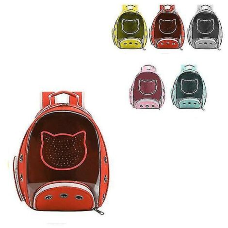 Zaino Traspirante per Cani E Gatti Zaino Portatile Traspirante per Animali Domestici Gatti da Esterno Portatile Panoramico Zaino per Animali Domestici Traspirante-rosso-(niubi) (1/4)